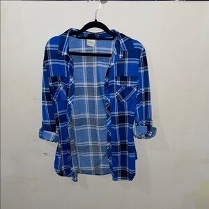 Blue Plaid Button-Up Shirt